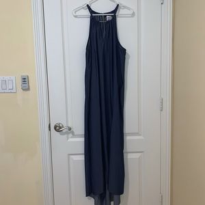 Blue halter top sleeveless Maxi dress